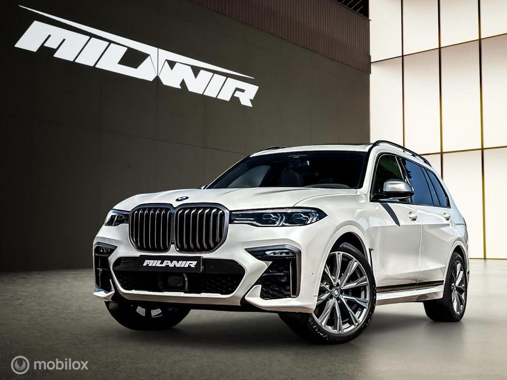 BMW X7 M50i M Sport 7 pers. |Pano |Skylounge |B&W |HUD |ACC, Auto's, BMW, Automaat, Gebruikt, 7 stoelen, Wit