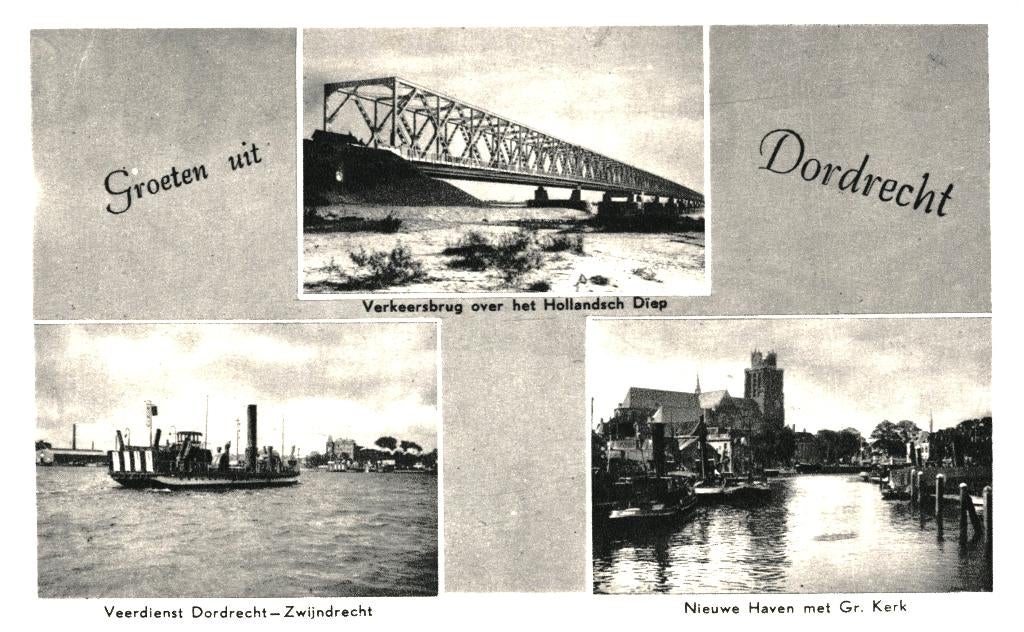 914449 Dordrecht 1955 Veerpont Verkeersbrug Gelopen m zegel