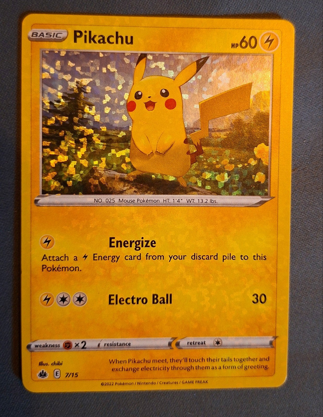 Pokémon Pikachu 7/15 error holo bleed, Ophalen of Verzenden