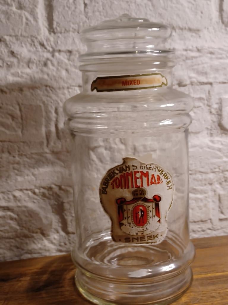 Vintage Tonnema Sneek glazen winkelvoorraadpot, Ophalen of Verzenden