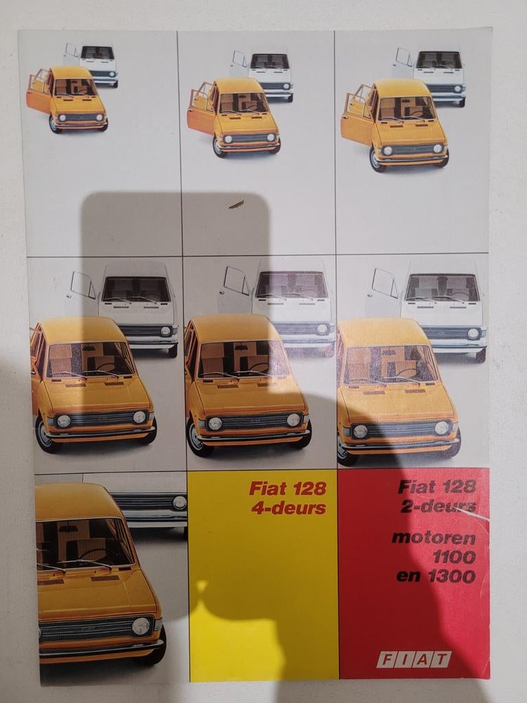 Fiat 128 Brochure: 2-deurs & 4-deurs (1100/1300 motoren), Ophalen, Gelezen, Fiat