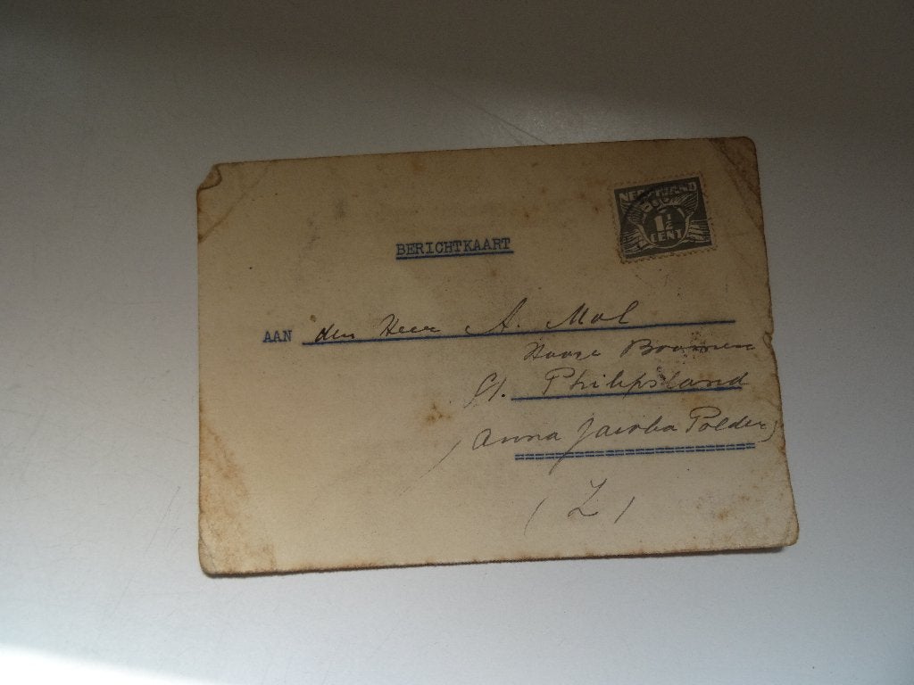 Oude berichtenkaart 1941 met postzegel 1.5 Cent, Ophalen of Verzenden, Briefkaart