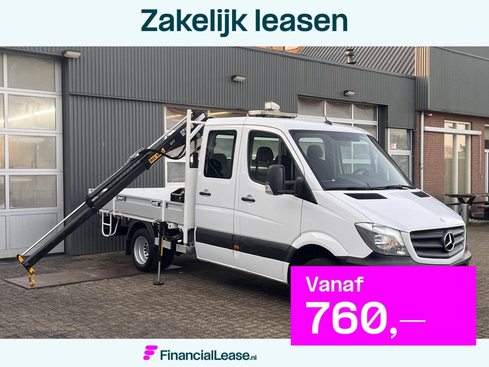 Mercedes-Benz Sprinter 513cdi 130pk DC Laadkraan Hiab 017T A, Automaat, Stof, 4 cilinders, Wit