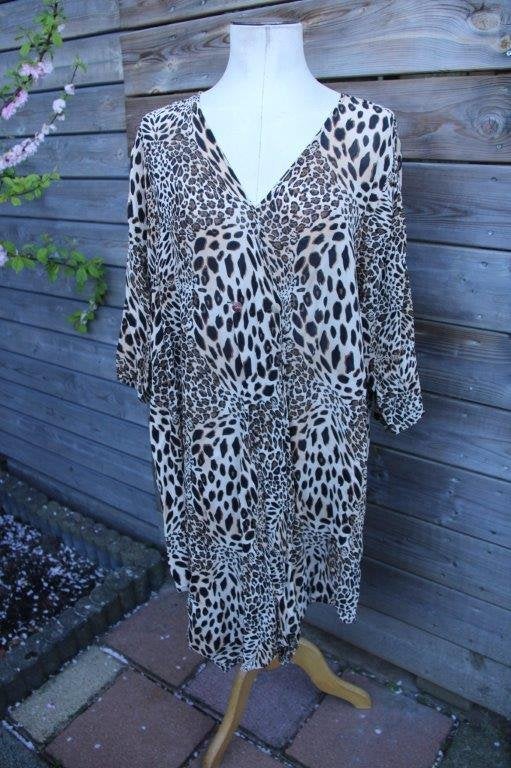 Tuniek beige/ bruin Yoek mt Xl Transparant Vaste prijs, Yoek, Beige, Maat 46/48 (XL) of groter, Ophalen of Verzenden