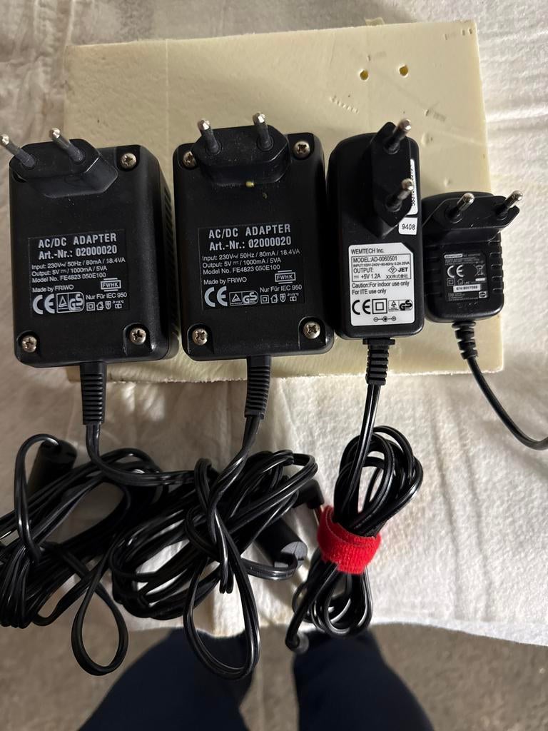Partij van 4 AC/DC Adapters - Diverse Merken, Ophalen of Verzenden, Gebruikt
