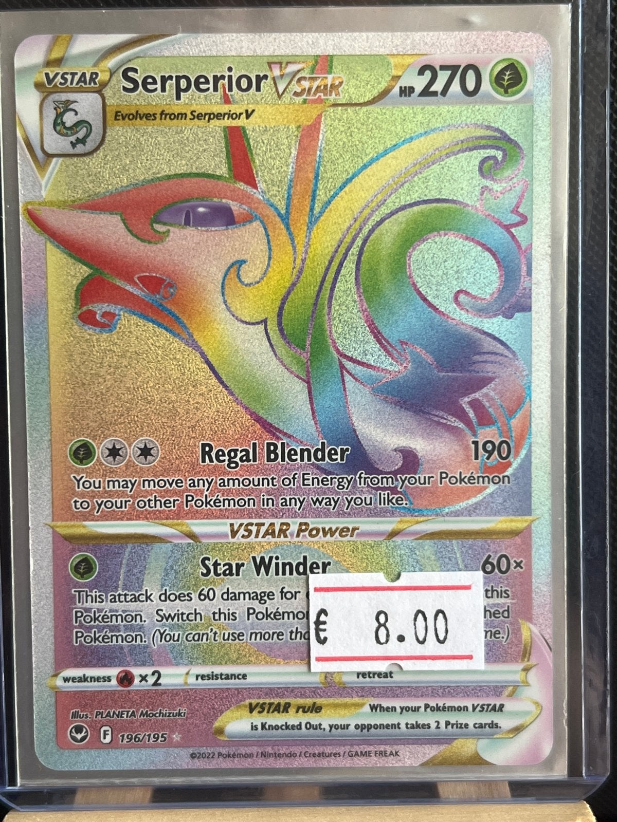 Serperior VSTAR Pokémon Kaart (Foil, 196/195), Ophalen of Verzenden, Zo goed als nieuw, Losse kaart, Foil