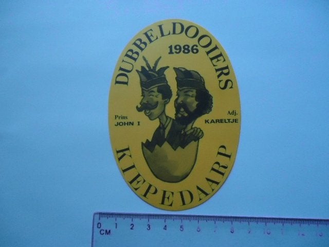 sticker oud Carnaval Barneveld cv club Dubbeldooiers retro, Verzenden, Zo goed als nieuw, Bedrijf of Vereniging