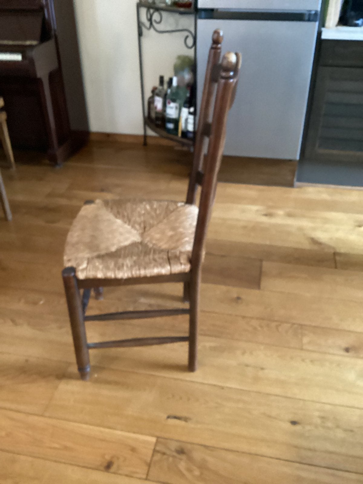 Eetstoelen met biezen matten (4 ), Ophalen, Gebruikt, Bruin, Landelijk
