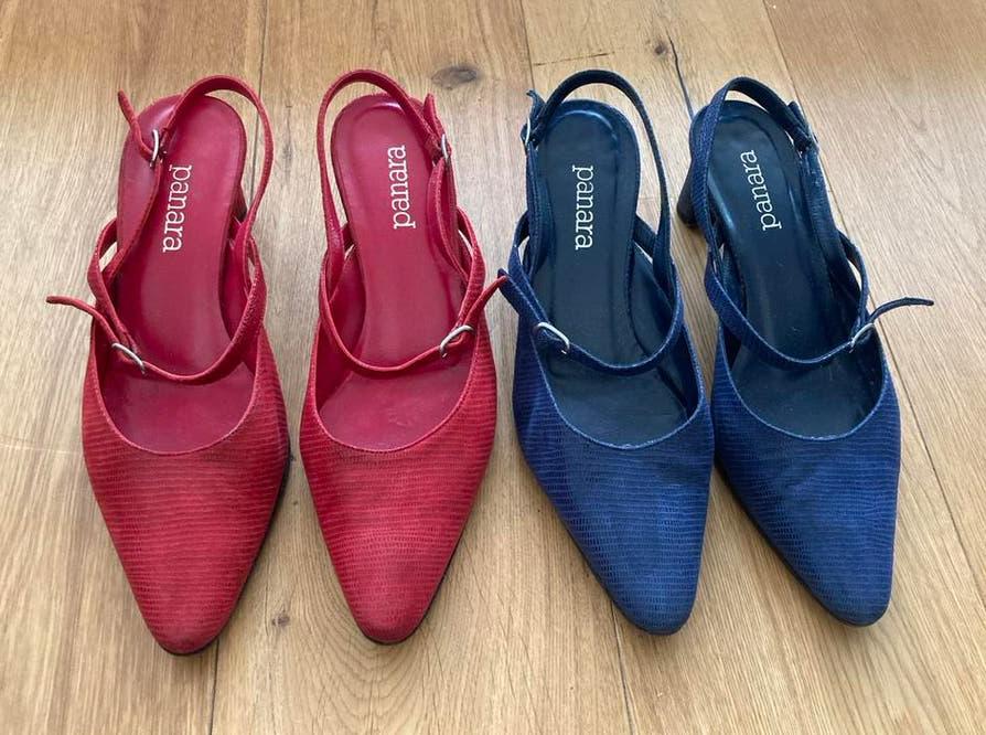 Twee paar pumps met klein hakje, maat 37.5, merk Panara, Kleding | Dames, Schoenen, Ophalen of Verzenden, Gedragen, Rood, Schoenen met lage hakken