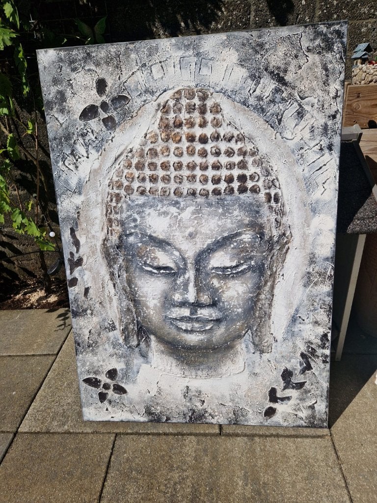 Boeddha schilderij 3D reliëf, Ophalen, Zo goed als nieuw, Schilderij, 75 – 100