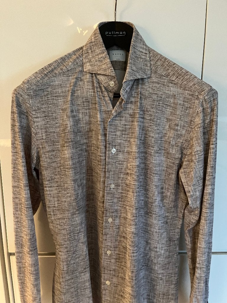 xacus active shirt maat 40 tailor fit taupe stretch, Xacus, Beige, Zo goed als nieuw, Halswijdte 39/40 (M)