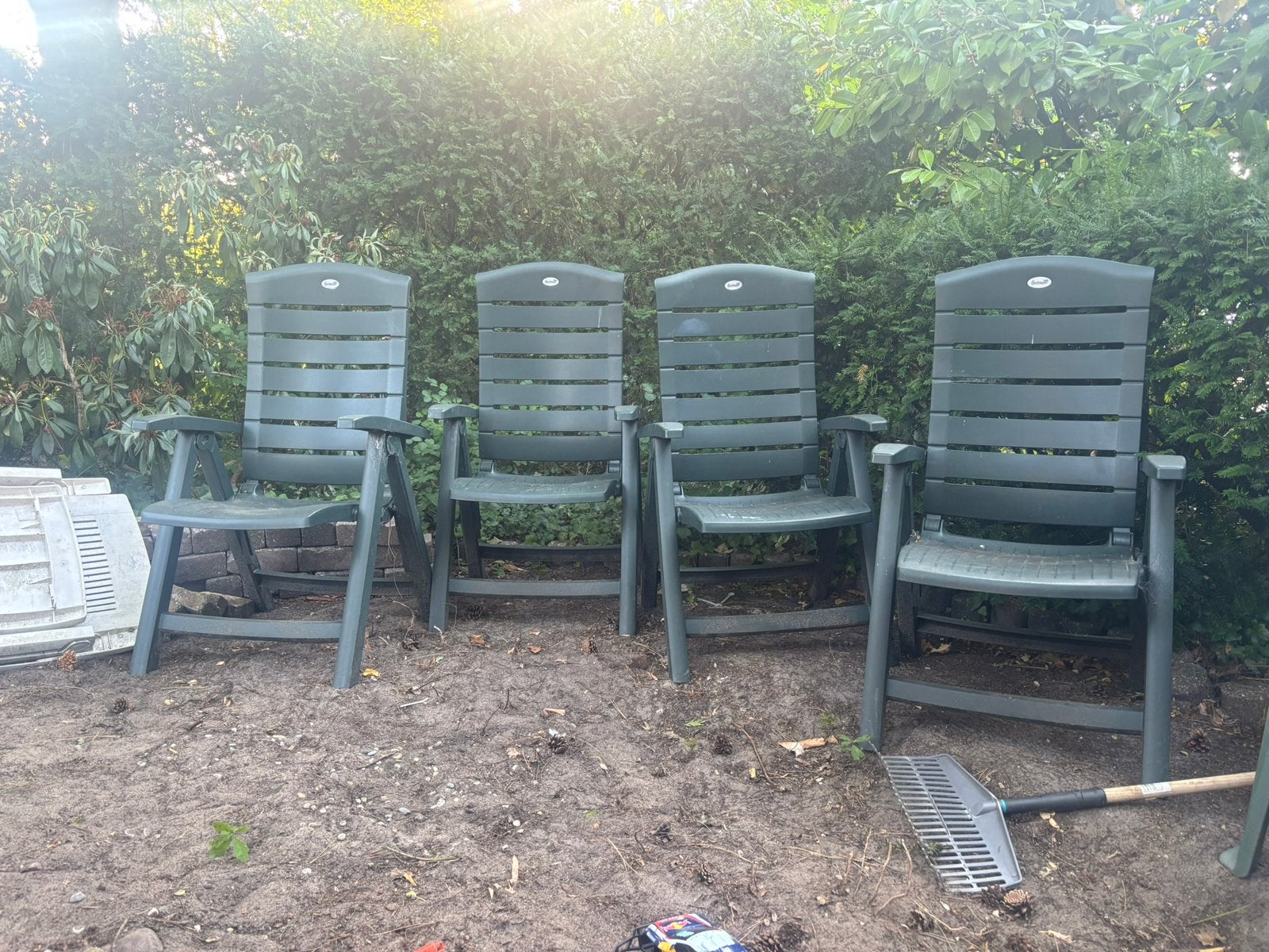 4 hartman stoelen groen, Ophalen, Zo goed als nieuw, Kunststof