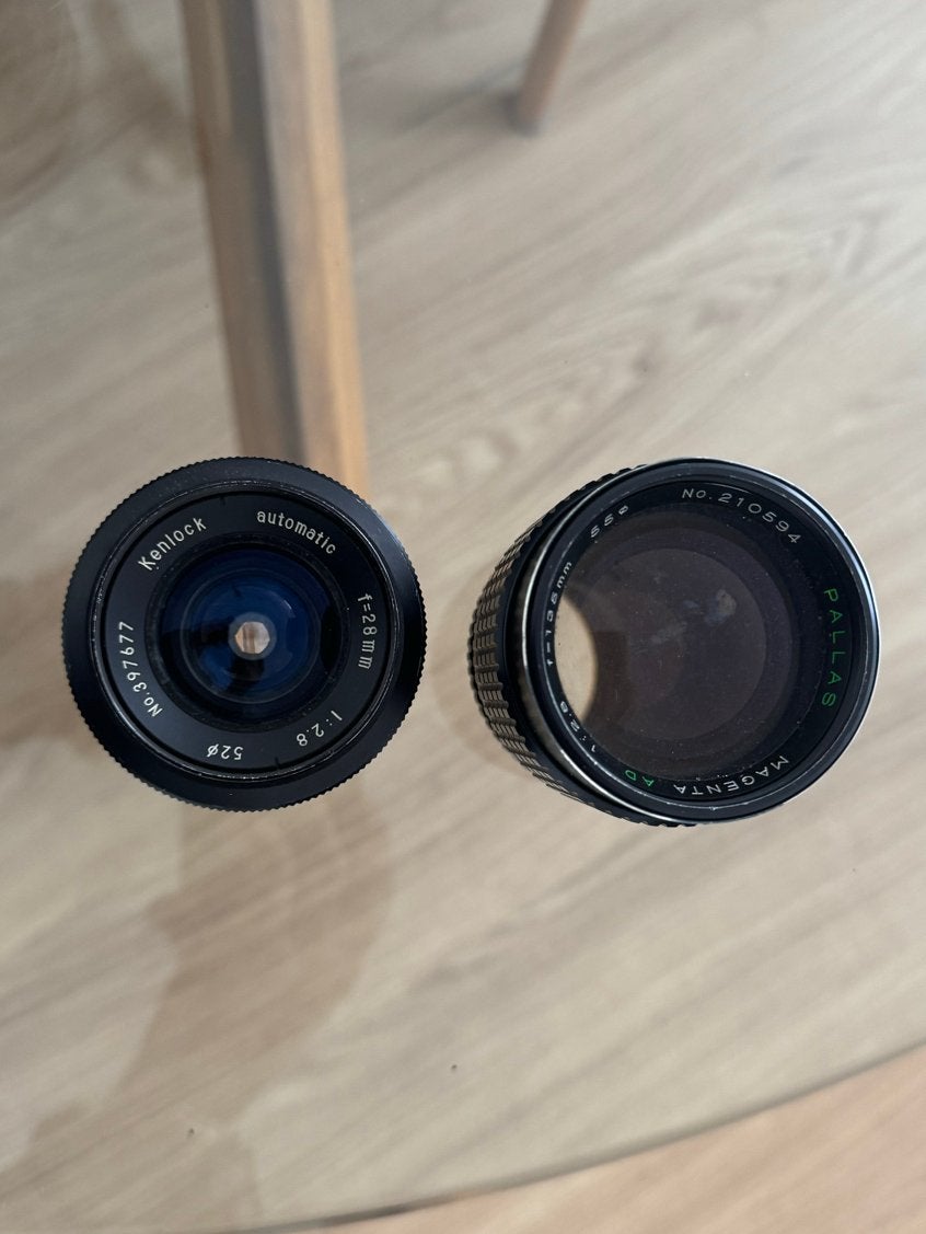 Vintage lenzen: Kenlock 28mm f/2.8 en Pallas 135mm f/2.8, Overige merken, Gebruikt, Handmatige focus, Groothoeklens