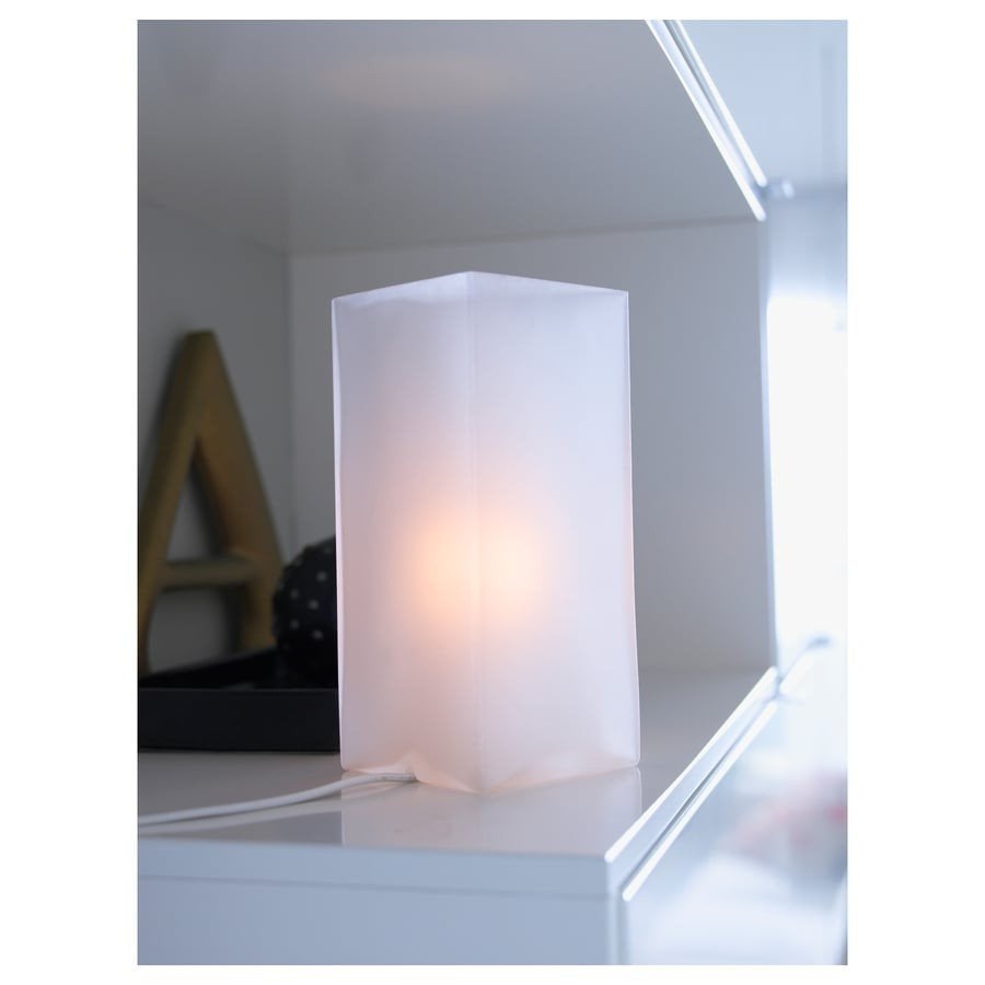 2x IKEA Grönö Rechthoekige Tafellampen melkglas / frosted, Met schakelaar, Wit, Ophalen of Verzenden, Glas