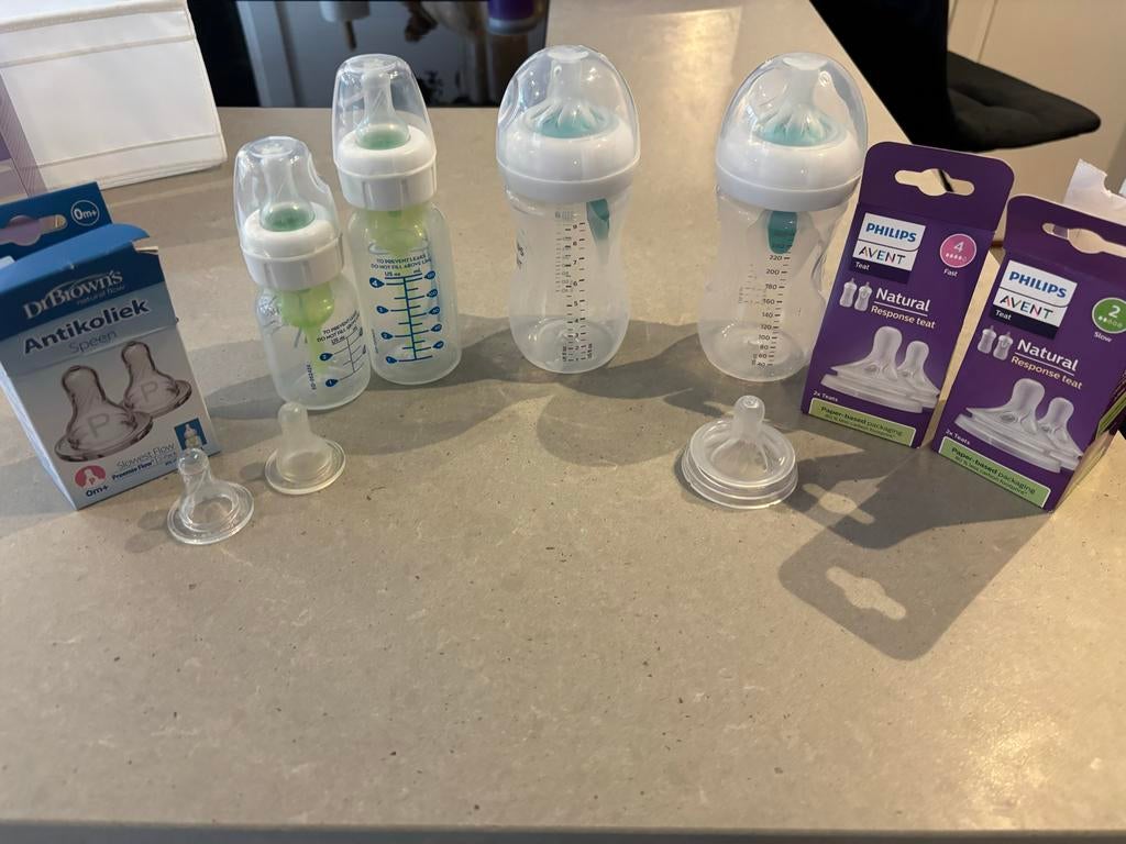 Flessenpakket: Philips Avent & Dr. Brown's met diverse spene, Ophalen of Verzenden, Gebruikt, Overige typen