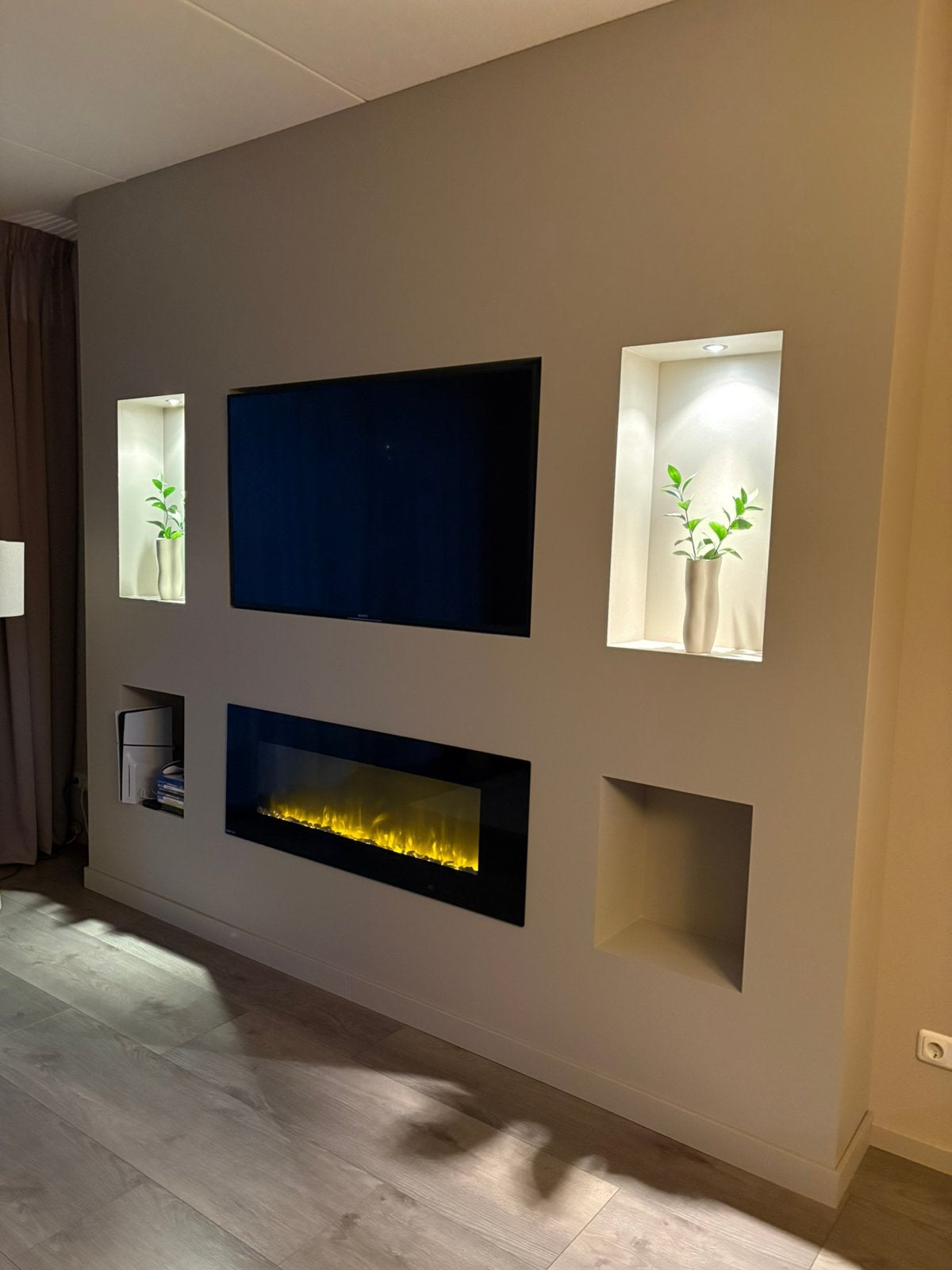 Cine wall met sfeerhaard, Huis en Inrichting, Kasten | Televisiemeubels, Ophalen, Gebruikt, 200 cm of meer, 200 cm of meer