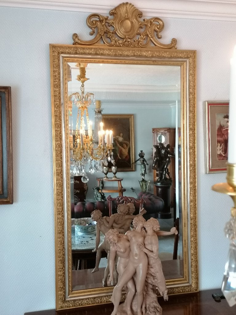 antiek franse vergulde spiegel louis XV stijl, Antiek en Kunst, Ophalen, Overige vormen, Minder dan 50 cm