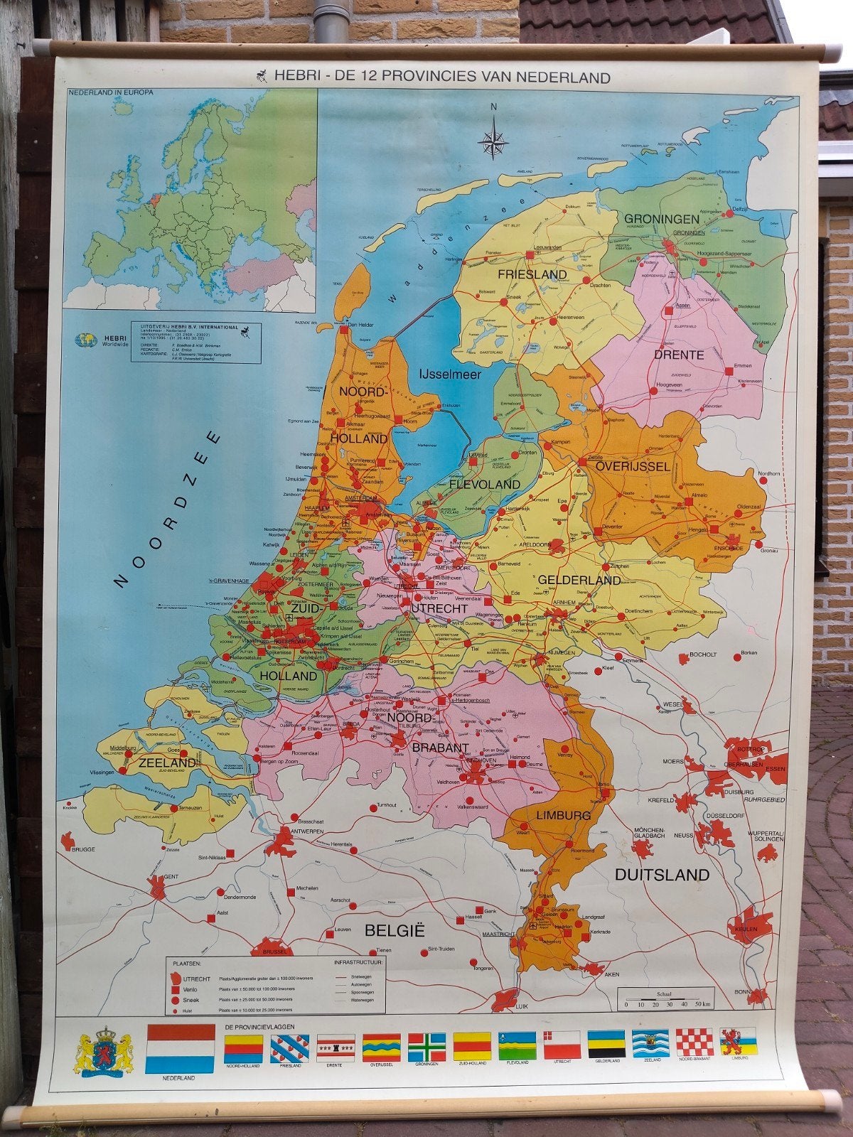 Hebri Wandkaart/Schoolkaart: De 12 Provincies van Nederland, Hebri, Landkaart, Nederland, Ophalen