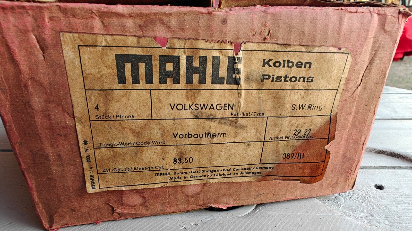 Mahle zuigers 1500cc 83,50mm voor spijlbus kever NOS, Ophalen of Verzenden, Nieuw, Volkswagen