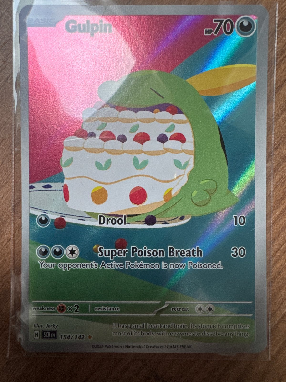 Gulpin 154/142 SCR - Pokémon Kaart - Zo goed als nieuw, Ophalen of Verzenden, Zo goed als nieuw, Losse kaart, Foil