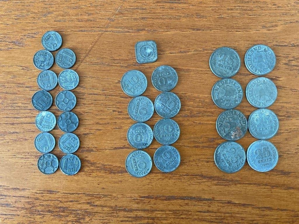 Lot zinken munten 30 stuks, Postzegels en Munten, Munten | Nederland, Ophalen of Verzenden, Koningin Wilhelmina, Overige waardes