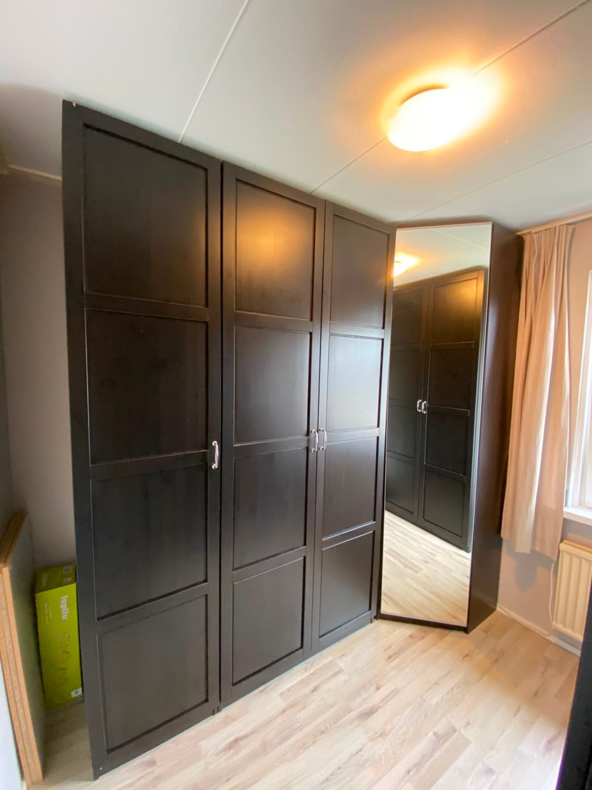 Ikea Pax kledingkast met spiegeldeur, Ophalen, 200 cm of meer, 150 tot 200 cm, Met lade(s)