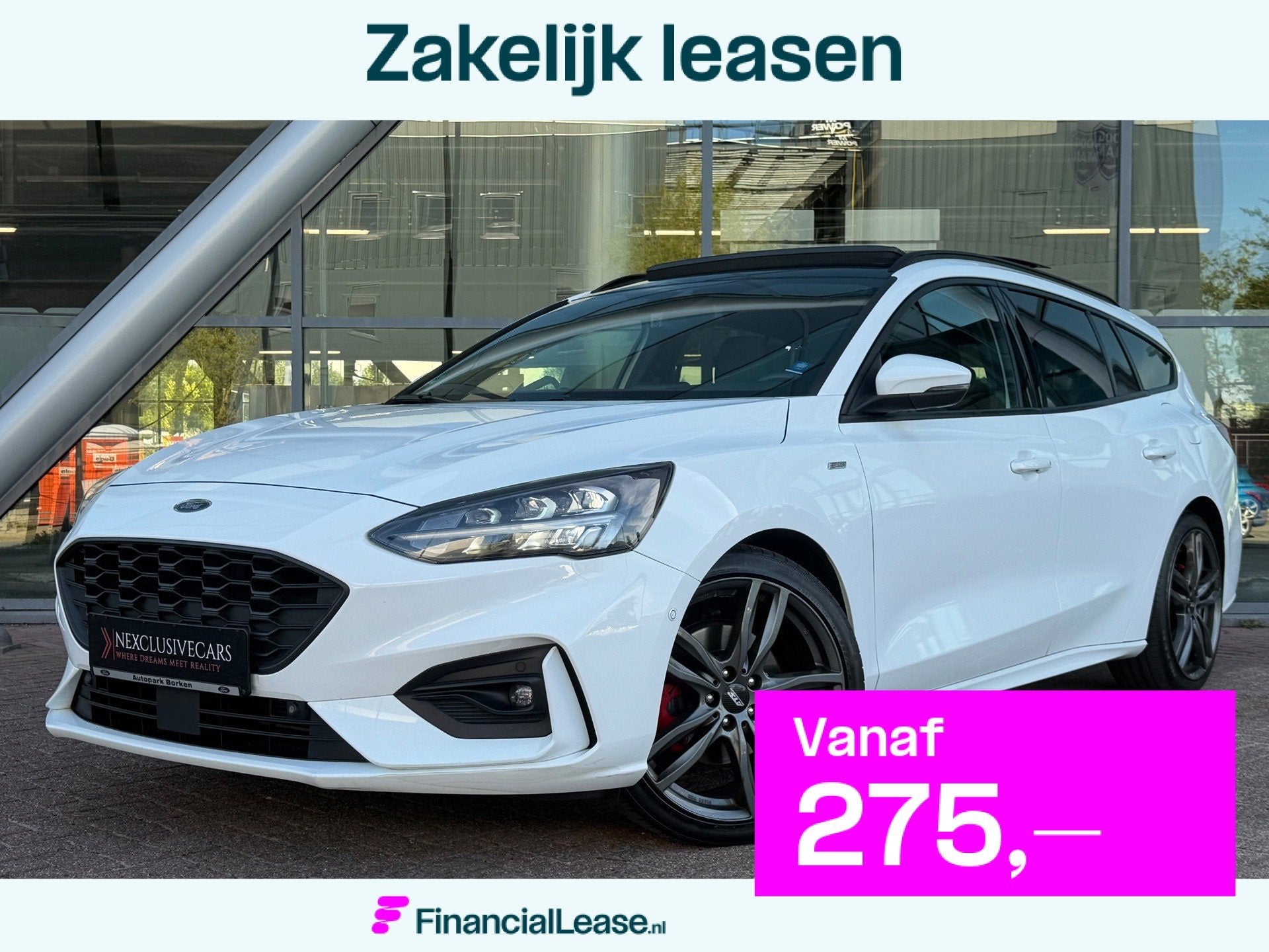 Ford Focus Wagon 1.5 EcoBoost ST Line Automaat | Pano | ATS!, 1345 kg, Gebruikt, 150 pk, Leder en Stof