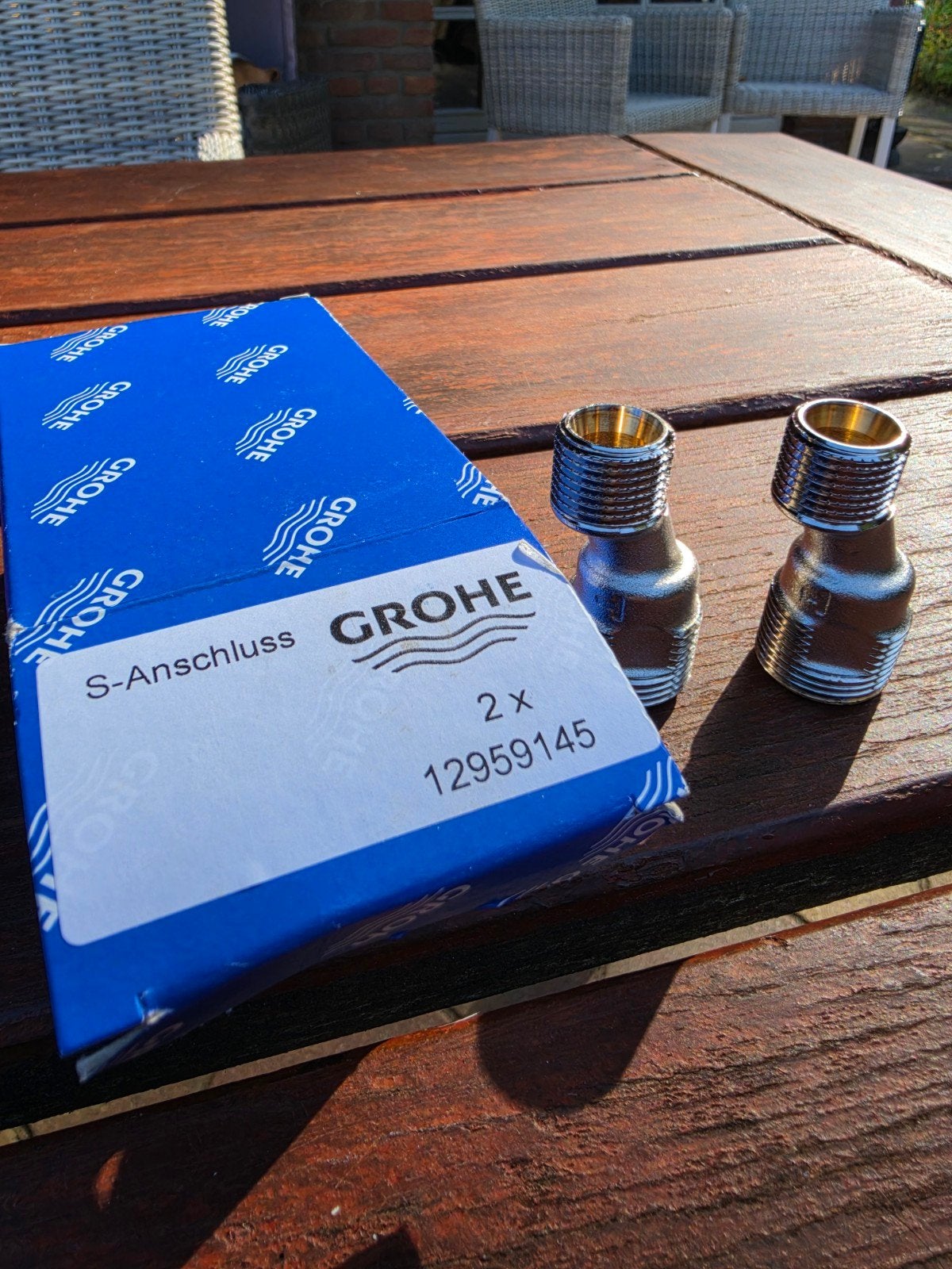2 sets originele Grohe s- aansluitingen, (Tempesta 100), Ophalen of Verzenden, Nieuw, Chroom, Douche
