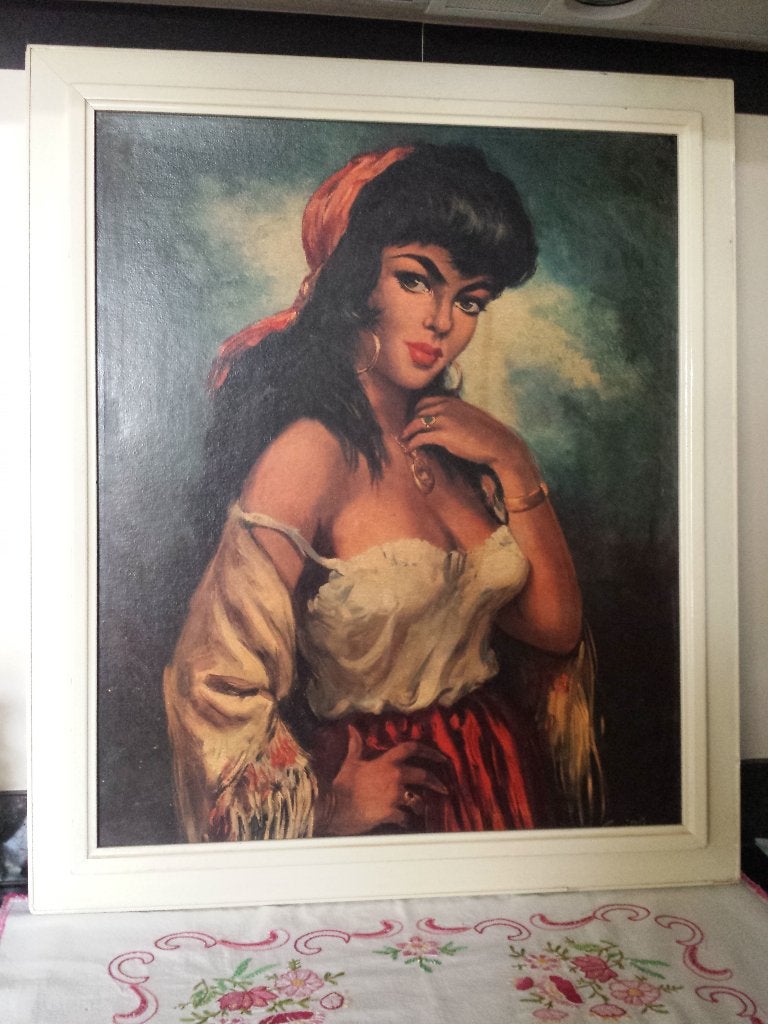 Schilderij ZIGEUNERIN uit de Jaren ’60 <> Gypsy Girl, TORINO, Ophalen of Verzenden, Huis en Inrichting