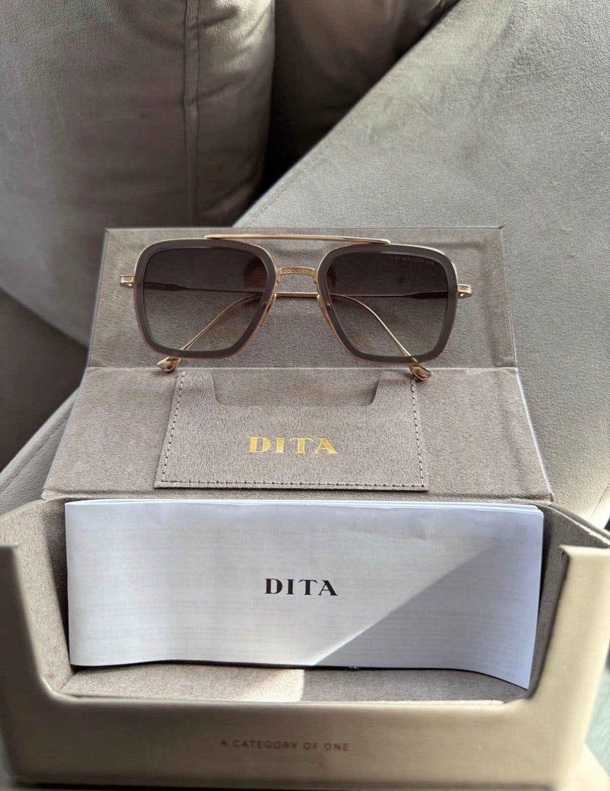 DITA FLIGHT.006 zonnebril, model 7806-H-GRY-GLD-52, Ophalen of Verzenden, Zo goed als nieuw, Overige merken