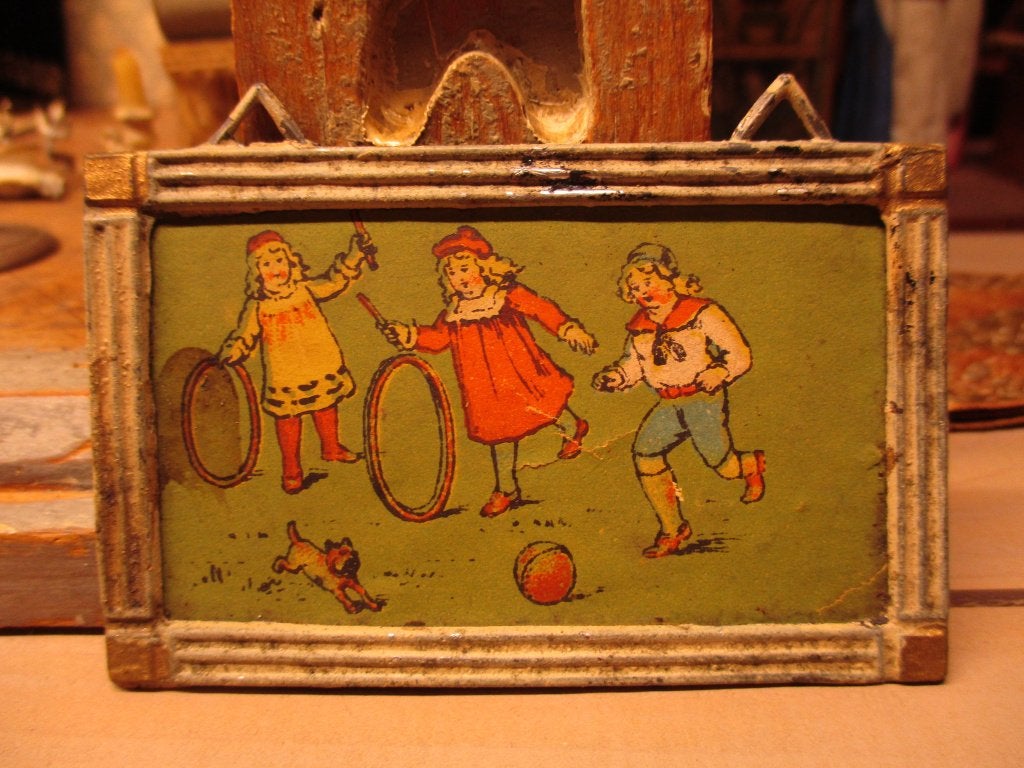 Antiek schilderijtje voor poppenhuis poppenkamer, Ophalen of Verzenden
