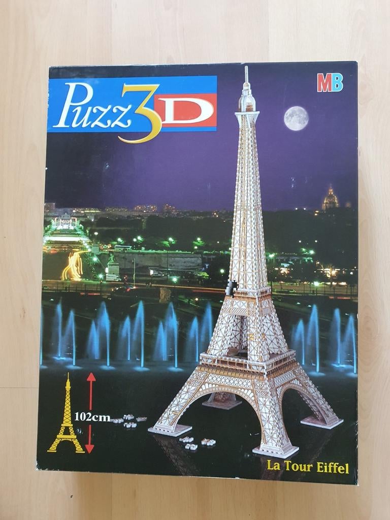 Puzz3D - 3D puzzel van MB - Eifeltoren, Ophalen of Verzenden, 500 t/m 1500 stukjes, Zo goed als nieuw, Rubik's of 3D-puzzel