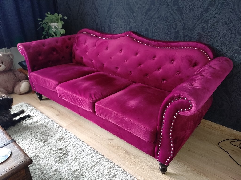 Chesterfield driezits bankstel, Huis en Inrichting, Ophalen, Hout, Gebruikt, Chesterfield