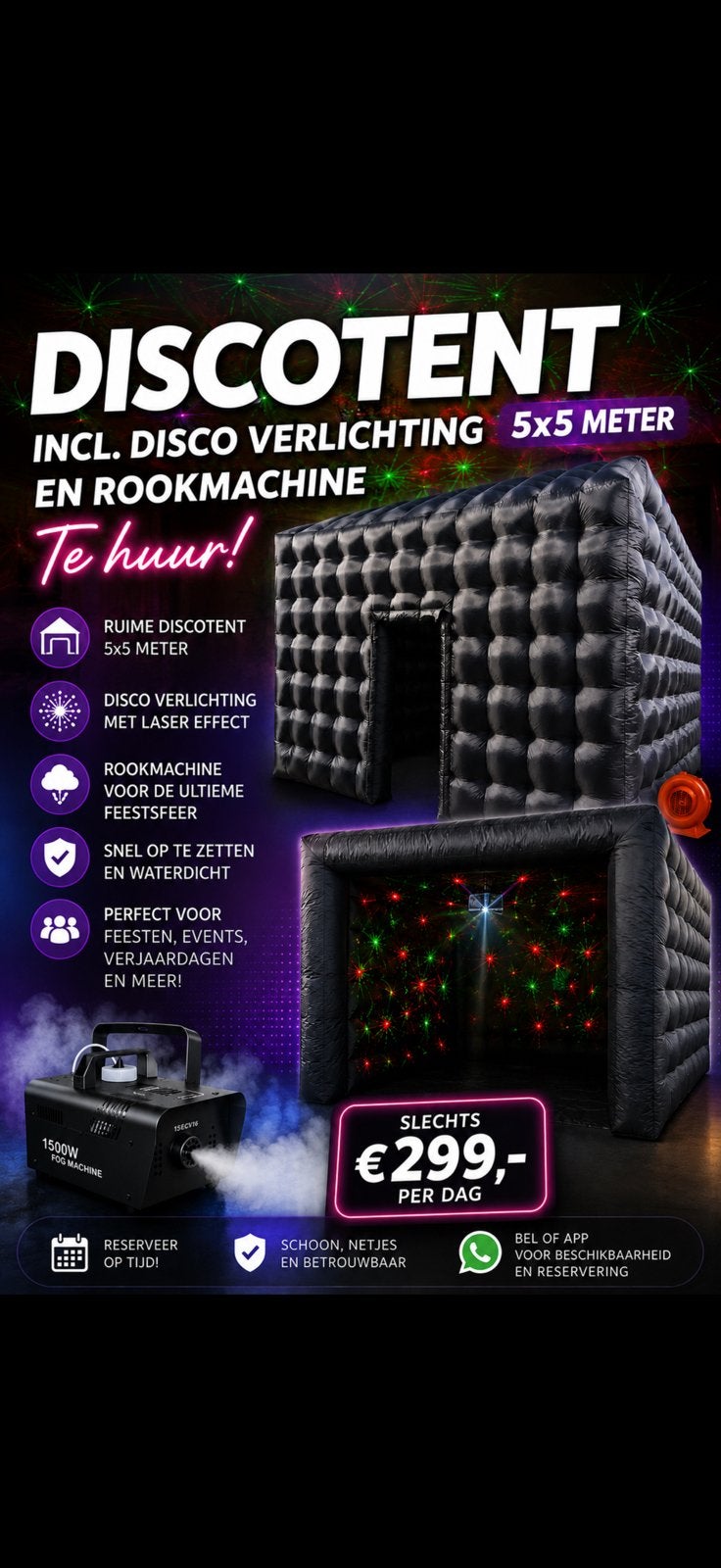 Discotent nachtclub 5x5 te huur!!, Tuin en Terras, Ophalen, Zo goed als nieuw, Minder dan 5 meter