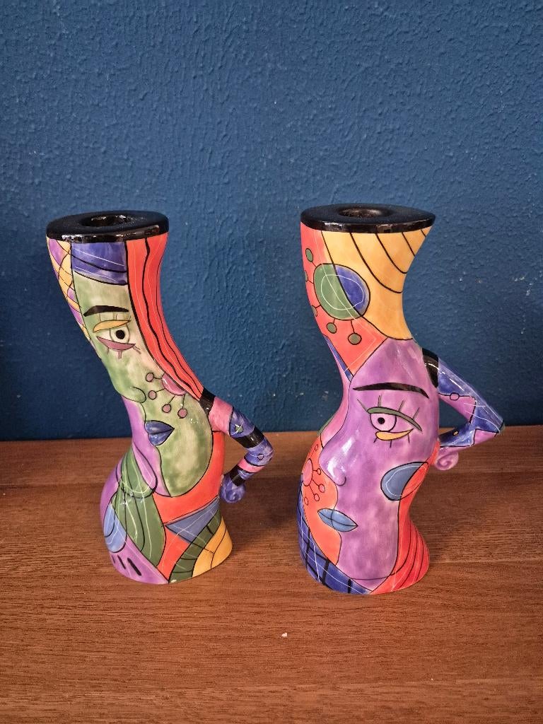 Picasso kandelaars en peper-zoutstel, Overige materialen, Overige kleuren, Gebruukt Gerei, Ophalen of Verzenden