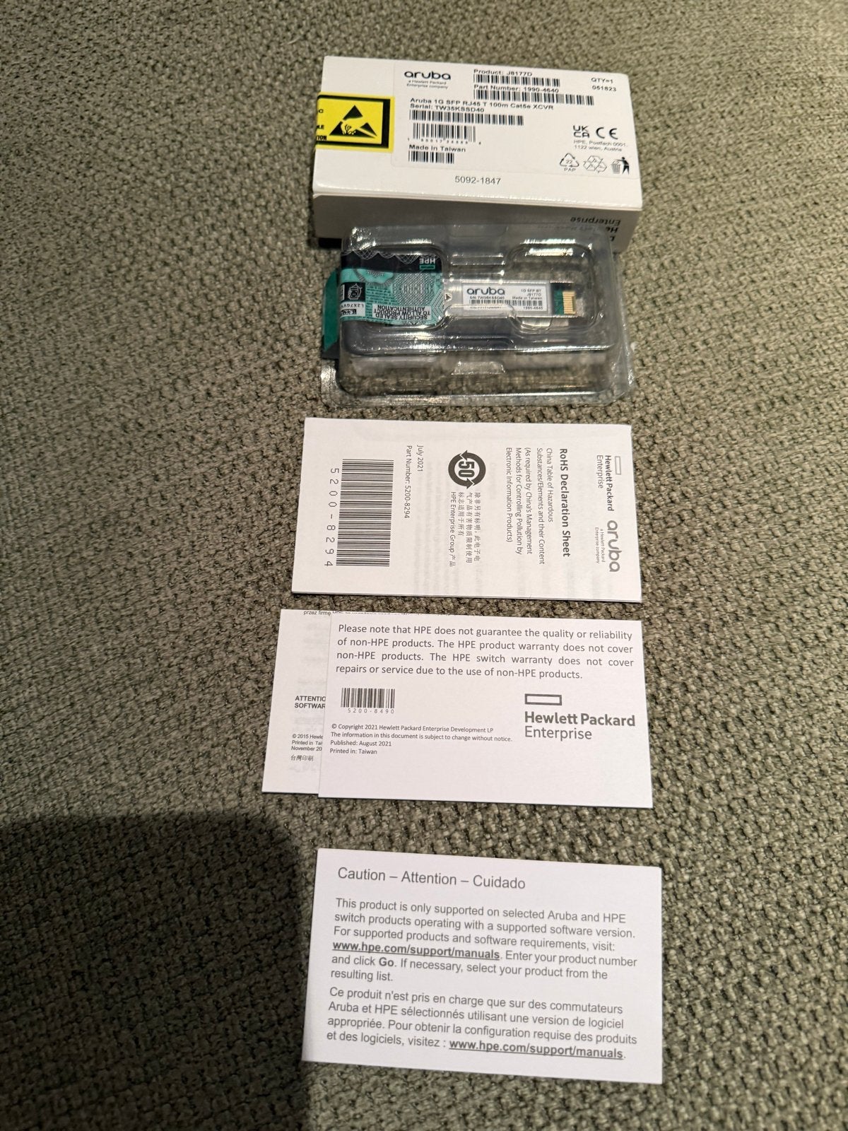 Aruba SFP RJ45 T 100m Cat5e XCVR (J8177D), Ophalen of Verzenden, Nieuw