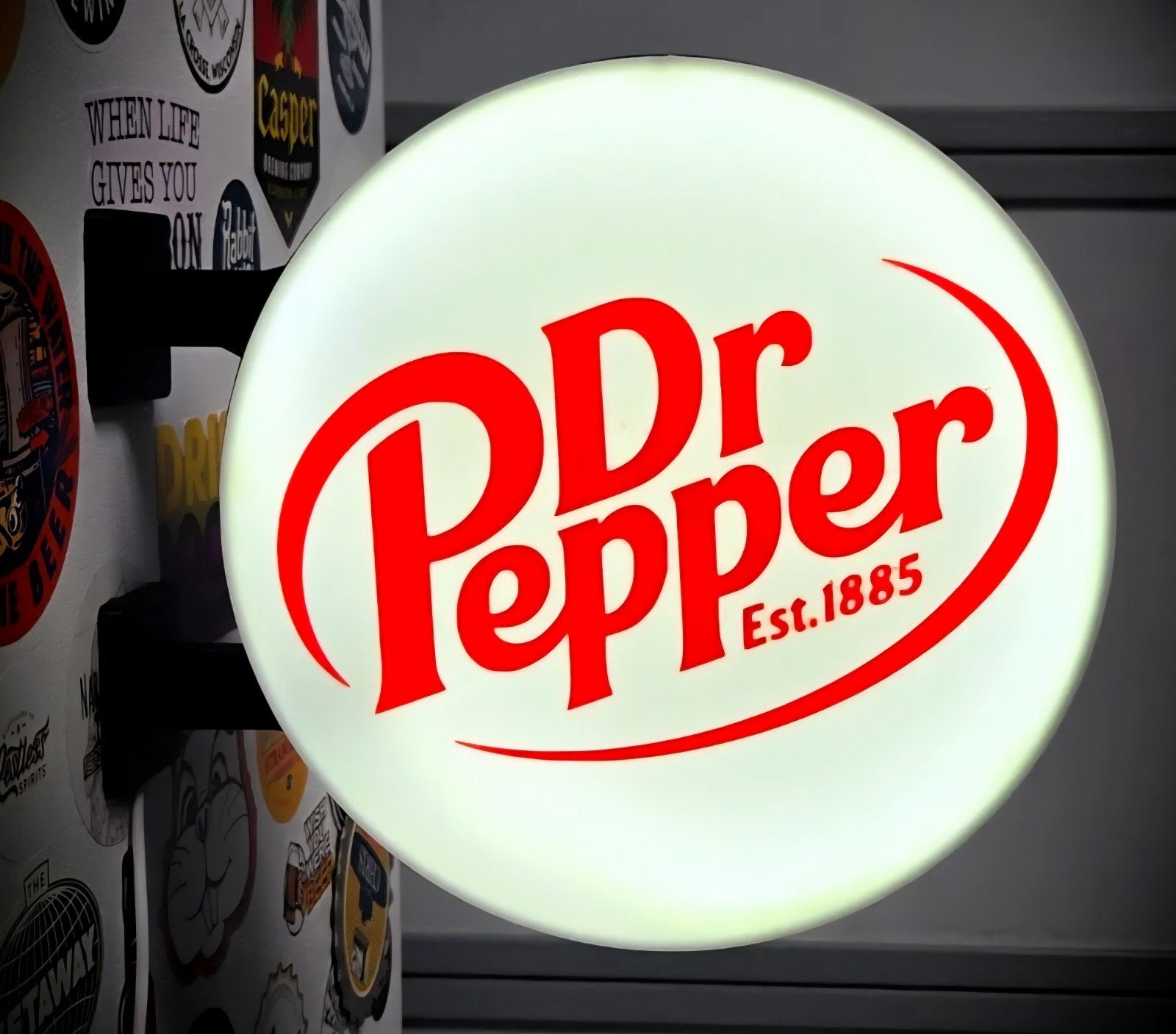Dr. Pepper Dubbelzijdige LED Lichtbak - Ø30cm, Ophalen of Verzenden, Nieuw, Lichtbak of (neon) lamp