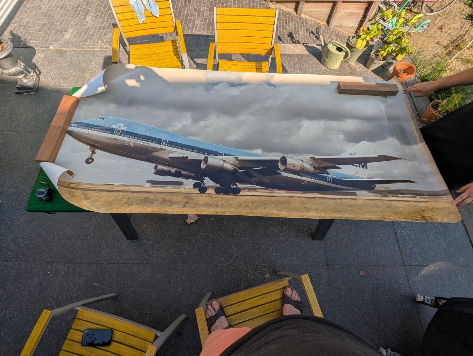 Grote KLM Boeing 747 Poster - Vintage Vliegtuig Afbeelding, Verzamelen, Luchtvaart en Vliegtuigspotten, Gebruikt, Ophalen