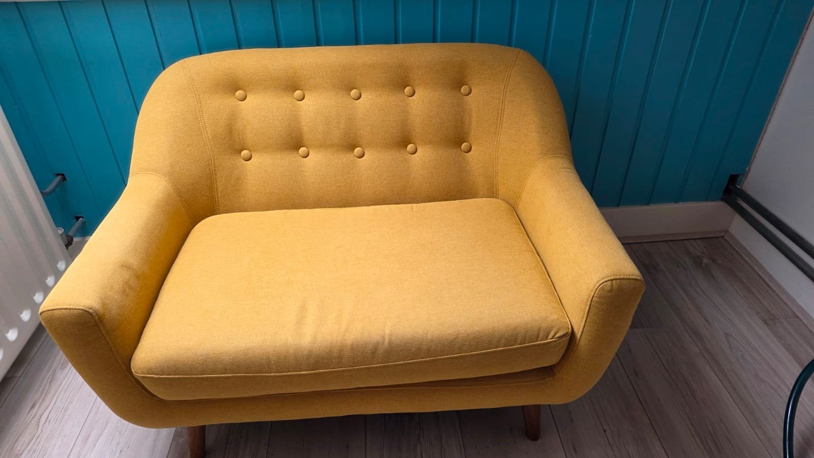 Geel tweezits kinderbankje Sofa Company, Ophalen, Tweepersoons, 75 tot 100 cm, Zo goed als nieuw