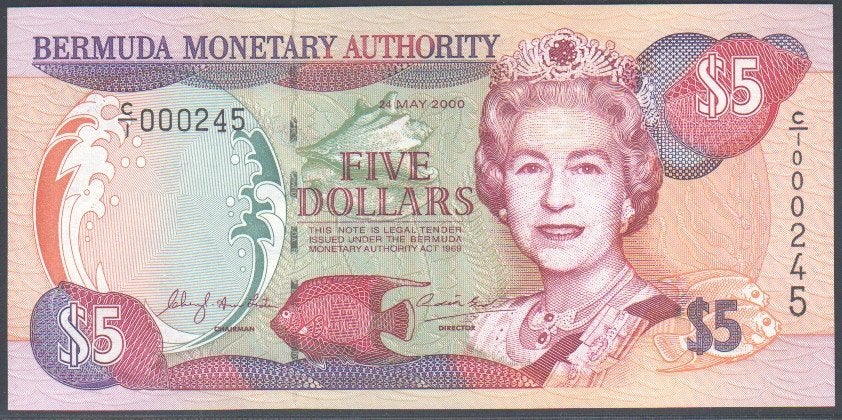 Bermuda 5 Dollars 24.05.2000    Laag nummer 245, Verzenden, Noord-Amerika, Los biljet