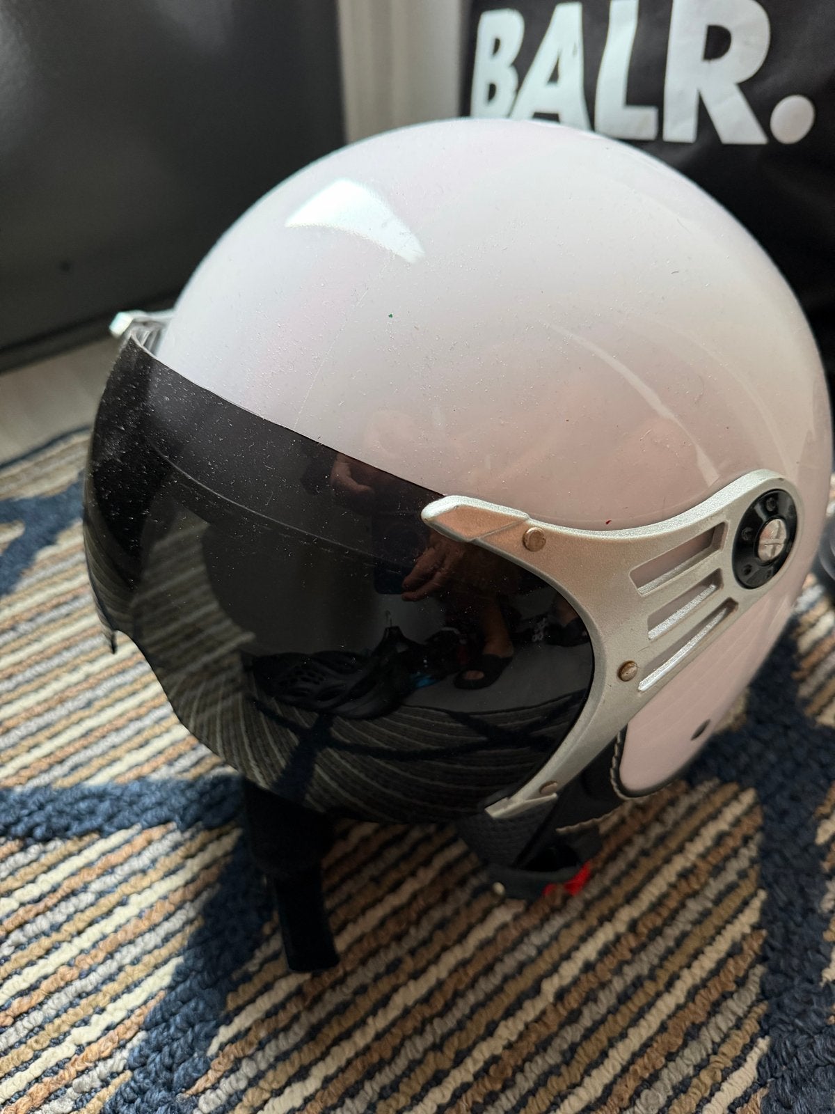Witte scooterhelm met vizier, Motoren, Ophalen of Verzenden, Gebruikt