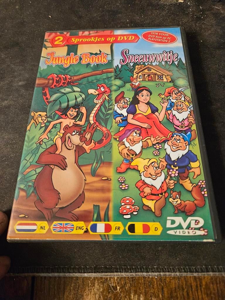 Jungle Book & Sneeuwwitje DVD - 2 Sprookjes op 1 DVD, Avontuur, Gebruikt, Alle leeftijden, Ophalen of Verzenden