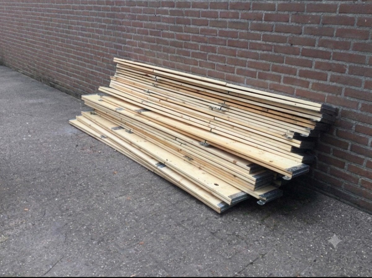 Houten palletranden met metalen hoekscharnieren, Doe-het-zelf en Verbouw, Hout en Planken, Ophalen, Zo goed als nieuw, 50 mm of meer