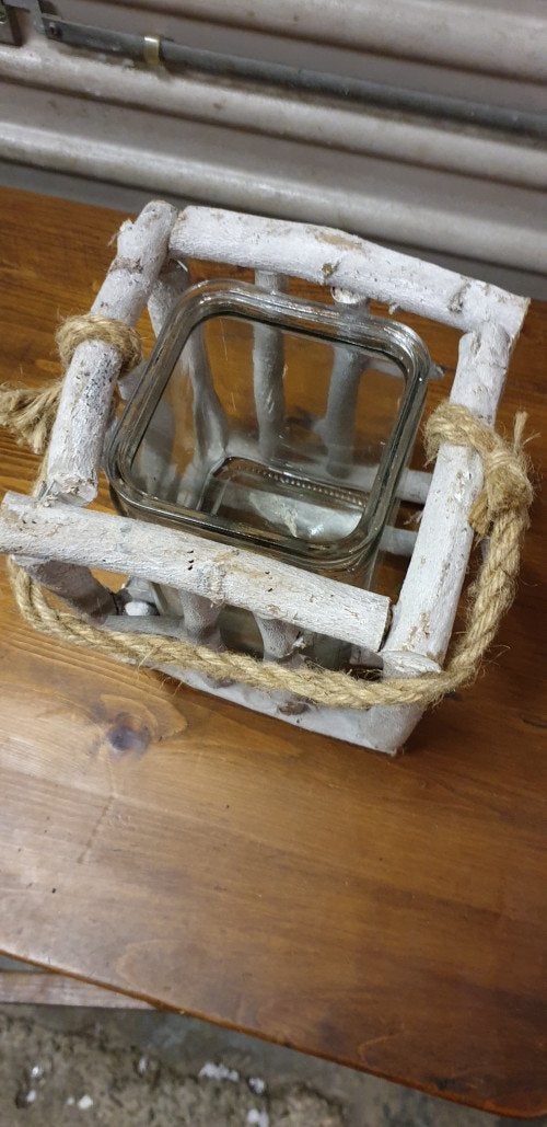 windglas voor kaars ,van hout en glas, Ophalen of Verzenden, 'T Olde Gre-j, Info@toldegrej.nl, Endepoelstraat 20f Didam