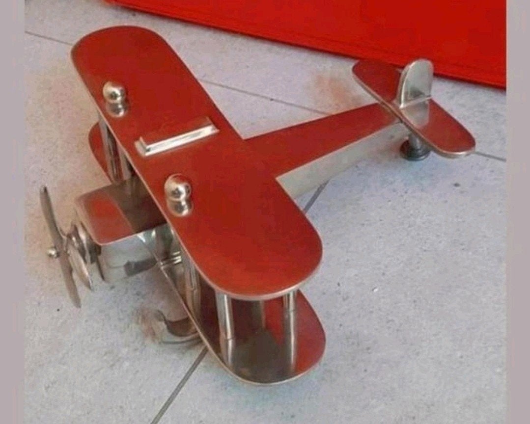 Vintage Metalen Biplane Vliegtuig Decoratie, Ophalen of Verzenden, 1:72 tot 1:144, Overige merken