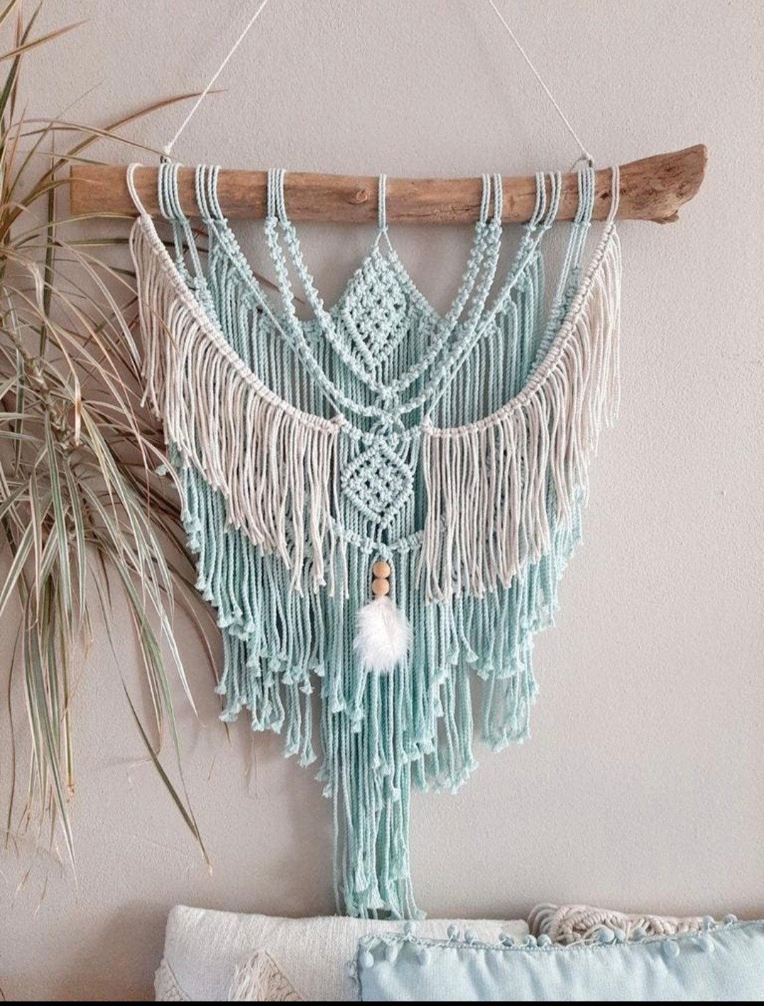 Ibiza stijl turquoise macrame wandhanger!, Ophalen of Verzenden, Nieuw