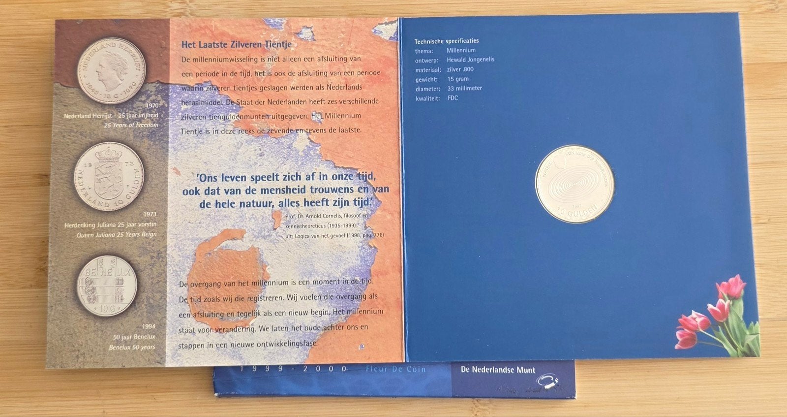 De Zilveren Tienguldenmunt Millennium 1999-2000, Koningin Beatrix, Zilver, Ophalen of Verzenden, Losse munt