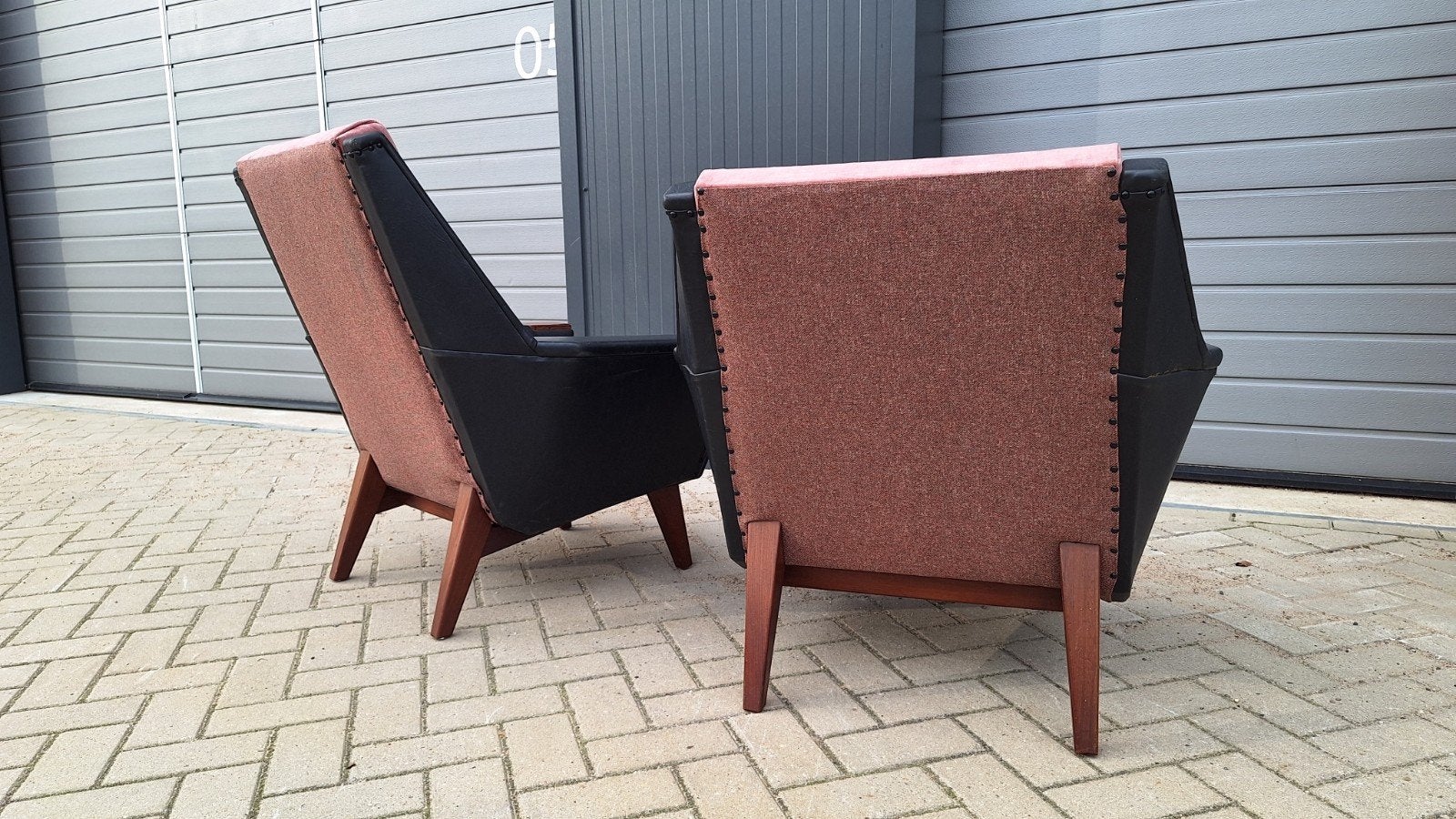 set vintage fauteuils, stoelen, salon set, Gebruikt, Vintage, 75 tot 100 cm, Ophalen of Verzenden