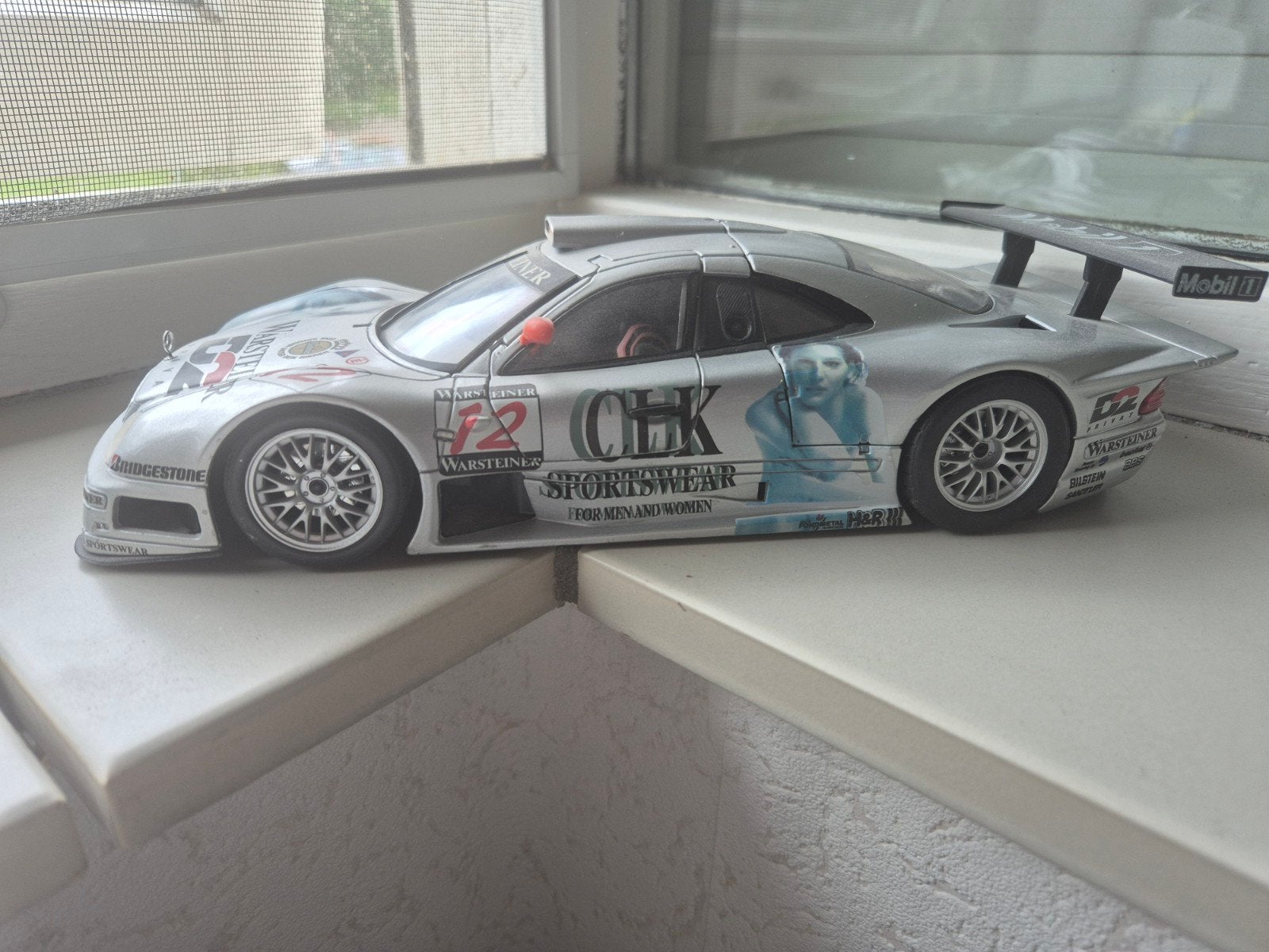 Mercedes-Benz CLK GTR DTM Modelauto - Zilver, Ophalen of Verzenden, Zo goed als nieuw, Auto, Overige merken