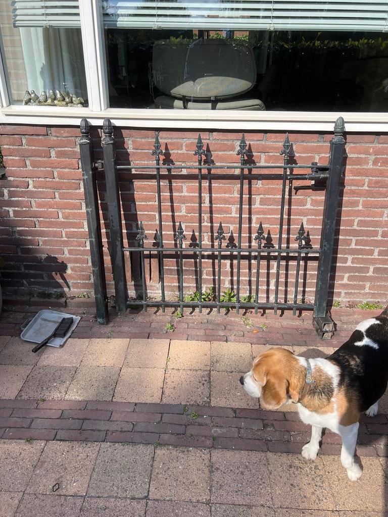 Decoratief smeedijzeren hekwerk, 120 cm breed, Ophalen of Verzenden, Zo goed als nieuw